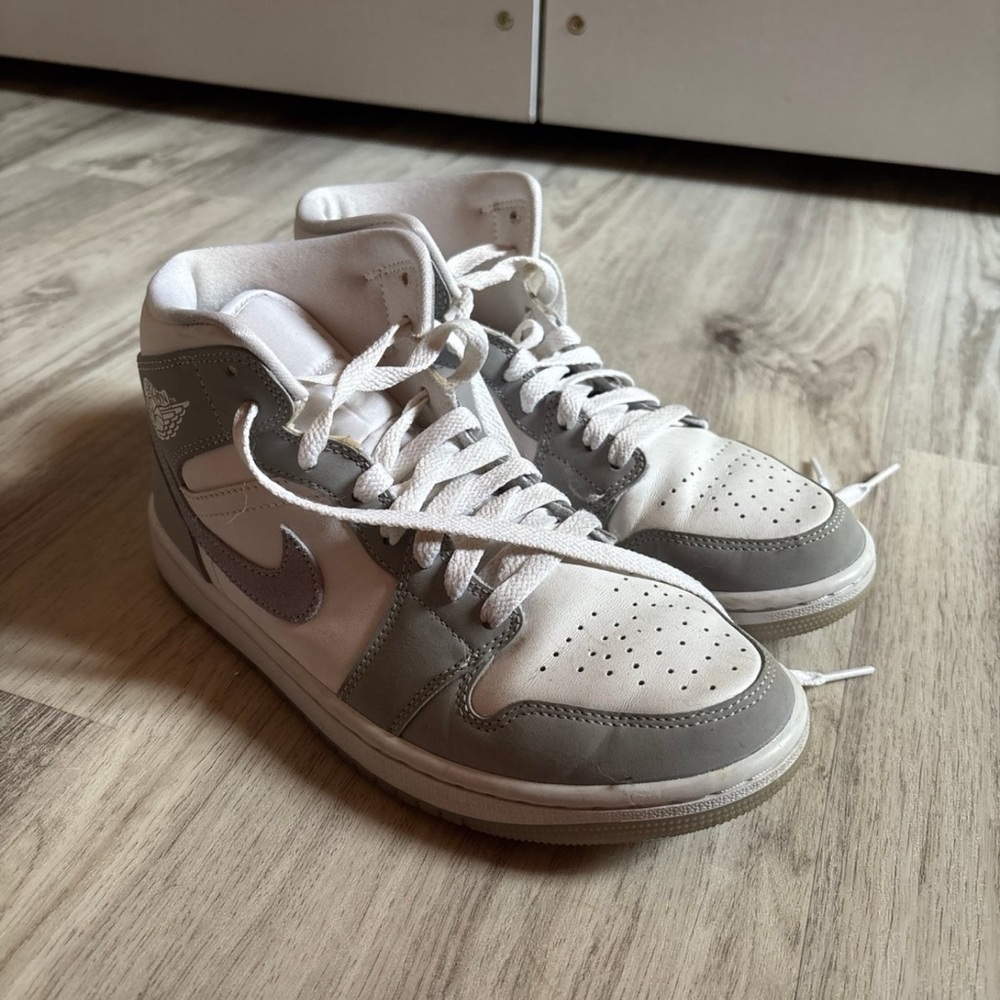 Gray and White High-Top Sneakers